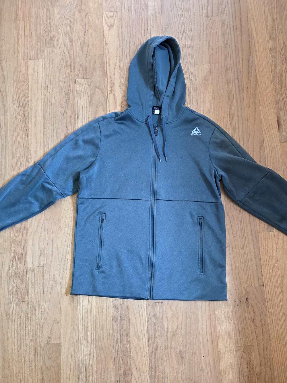 Reebok Teal Gray Hooded Zip Performance Jacket